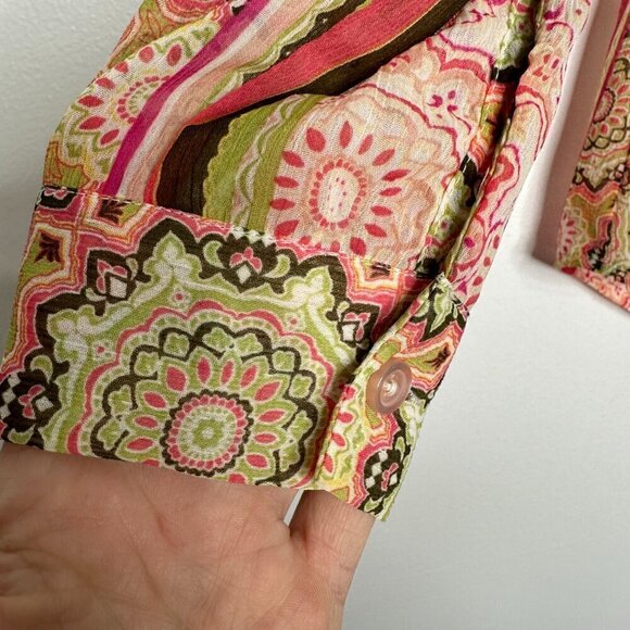 Kut from the Kloth Shirt button up floral Size XS Sheer Long Sleeve - Picture 4 of 13